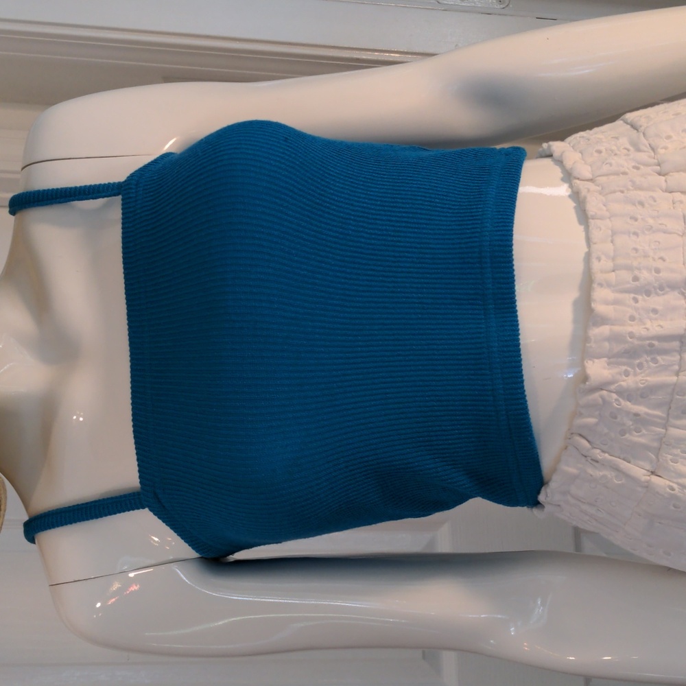 Blue Ribbed Tank Top, One Size